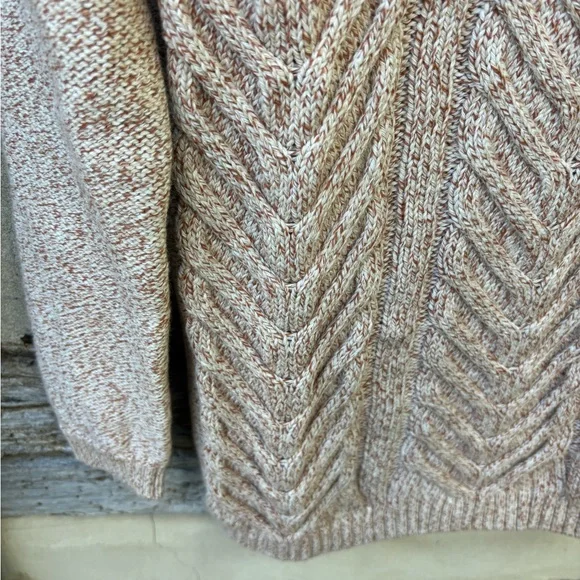 Talbots Women’s Tan and Rust Mottled Color Cotton Cable Knit Sweater XS NWT - Picture 6 of 7